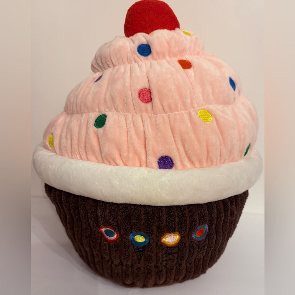 Dylans Candy Bar Cupcake Plush W/Embroidered Polka Dot Sprinkles Cherry on Top